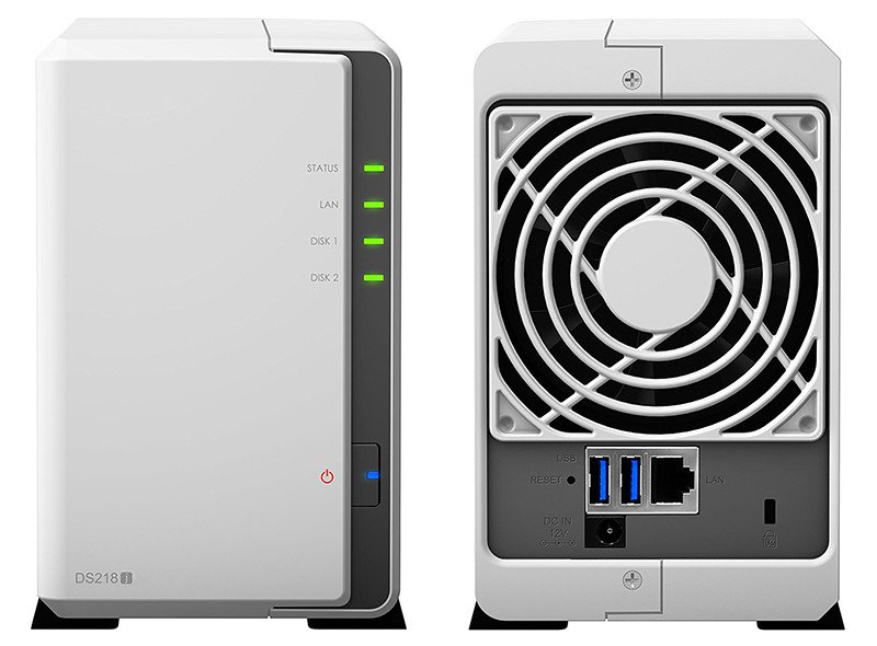 Synology DS218J NAS 2 Baies - face et arrière