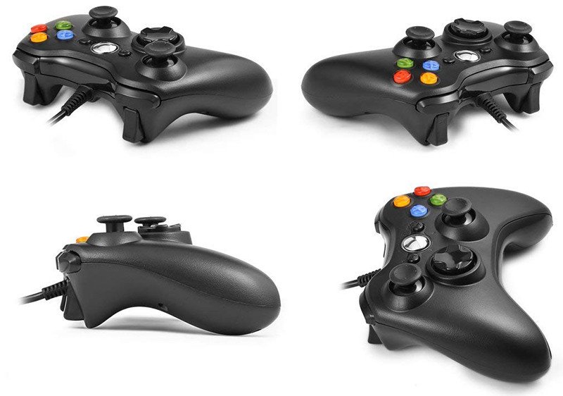 Manette filaire Xbox 360,USB Gamepad Controller ,Manette du Contrôleur de Jeu Filaire avec Double Vibration Joypad pour Windows PC-Xbox 360(Noir)jpg