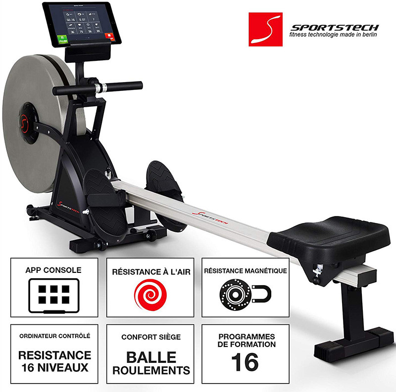 Sportstech Rameur ergomètre RSX400-RSX600 Compatible avec Appli Smartphone